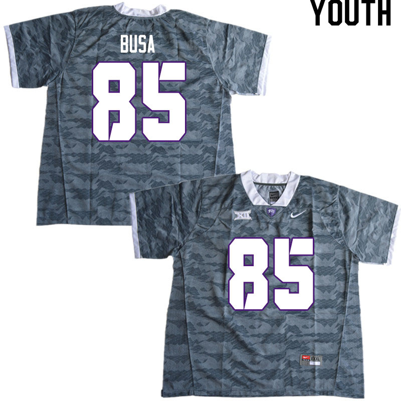 Youth #85 Nick Busa TCU Horned Frogs College Football Jerseys Sale-Gray - Click Image to Close